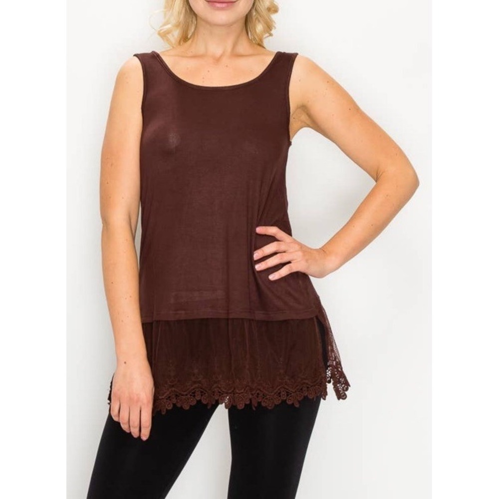 Soft Relaxed Tank Camisole With Delicate Floral Laced Hem Y2K NEW Size XXL